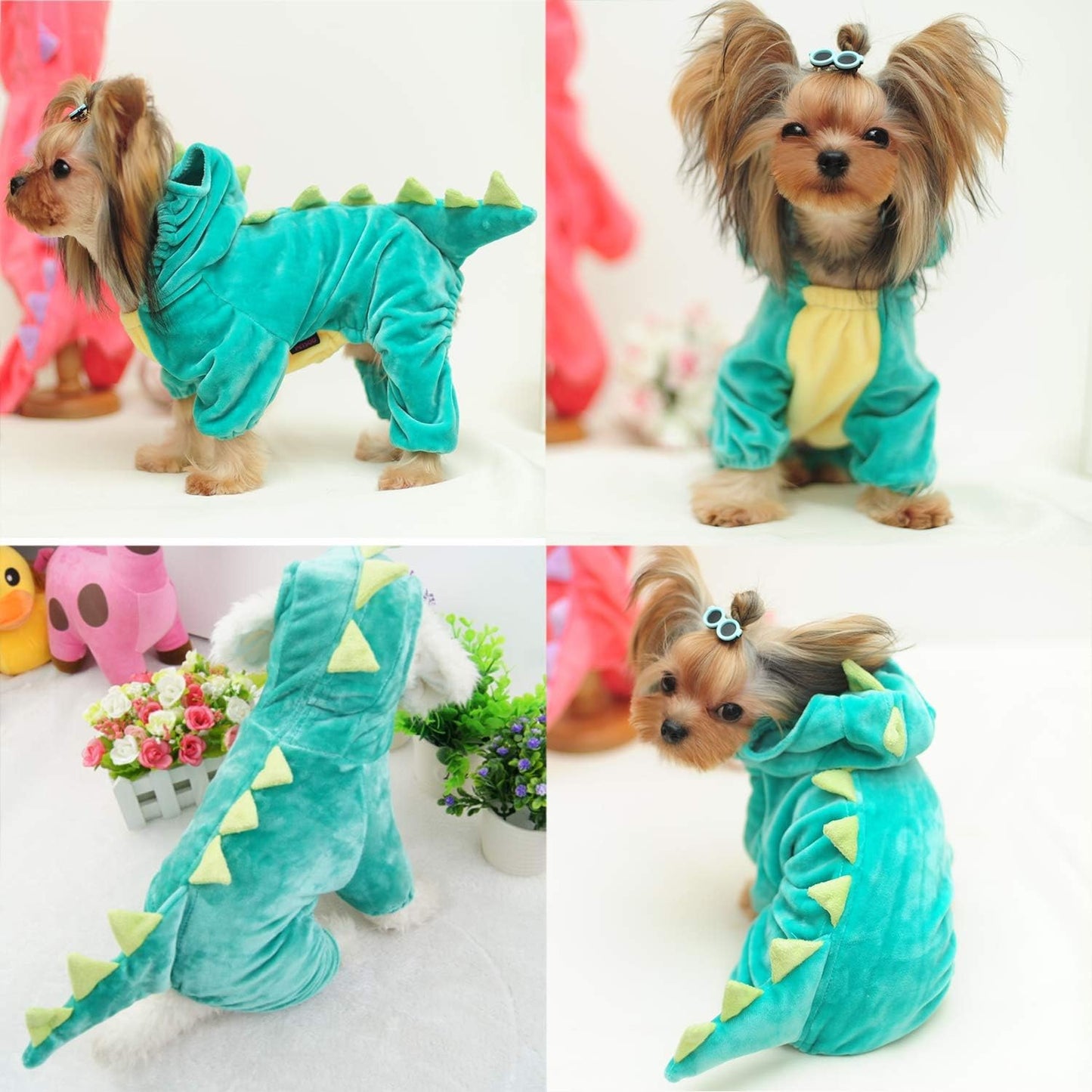 Halloween Costume for Pet Dog Cat Dinosaur Hoodies Animals Fleece Jacket Coat Warm Outfits Clothes for Small Medium Dogs Cats Halloween Cosplay Apparel Accessories